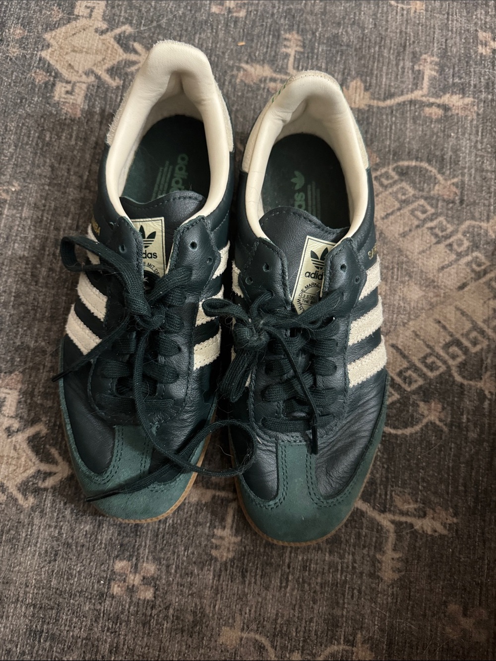 Adidas Sambas Dark Green & White Retro Sneakers